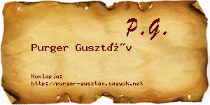 Purger Gusztáv névjegykártya